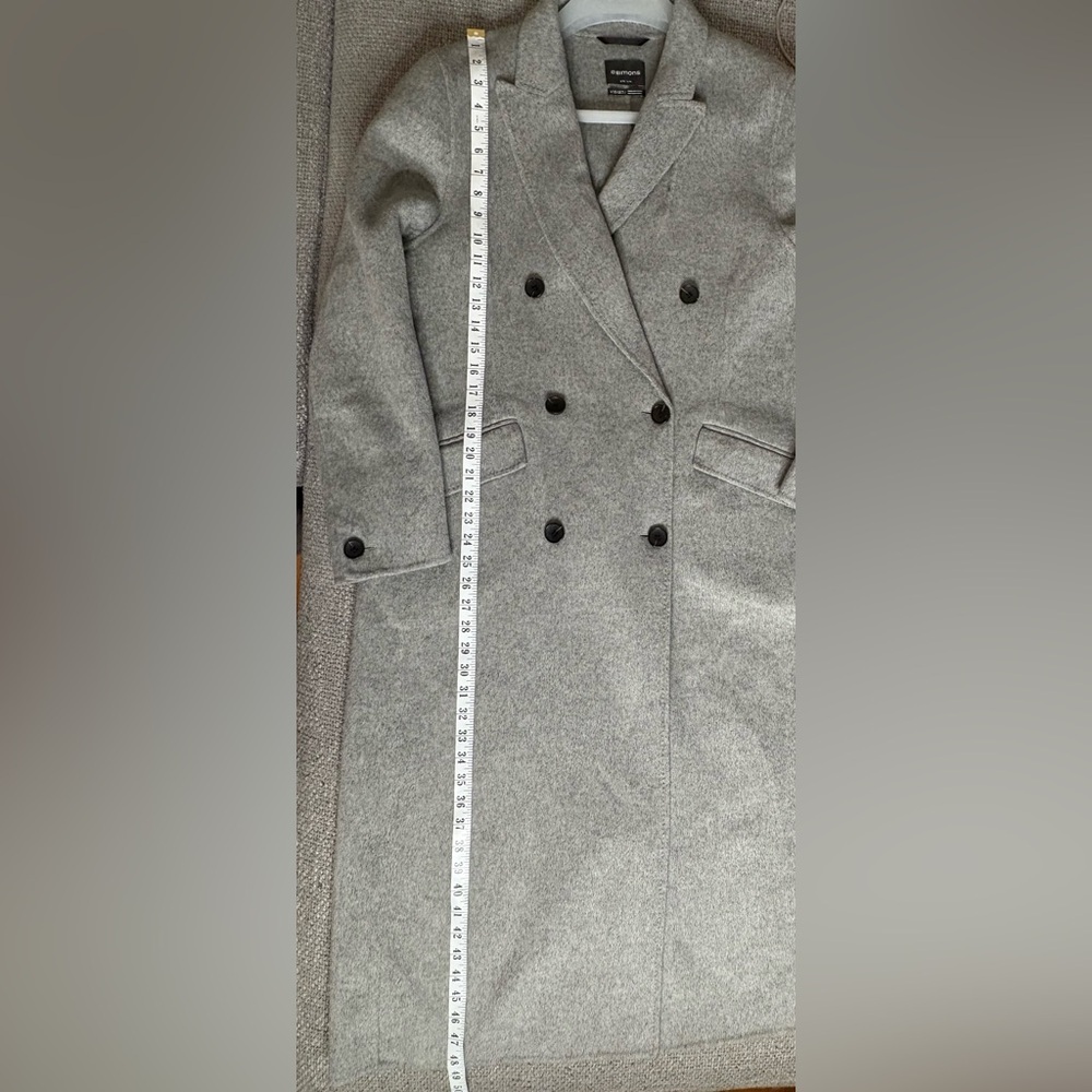 Simons Recycled Wool Blend Gray Double-Breasted Long Overcoat L/XL - Picture 8 of 14